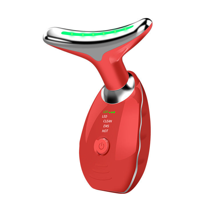 Dispositivo de belleza para cuello y rostro con terapia de fotones LED de colores, reafirmante de la piel, reducción de papada, antiarrugas, masajeador lifting.