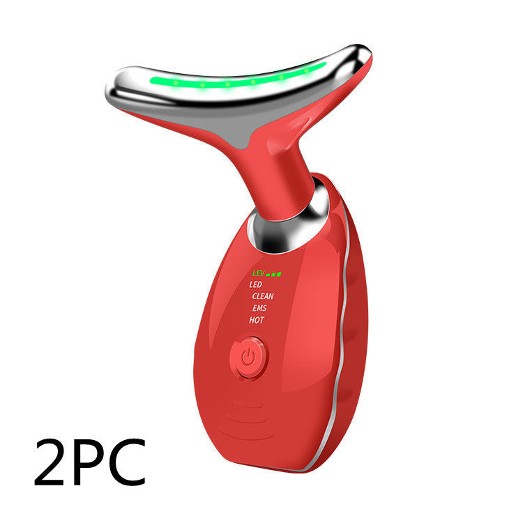 Dispositivo de belleza para cuello y rostro con terapia de fotones LED de colores, reafirmante de la piel, reducción de papada, antiarrugas, masajeador lifting.