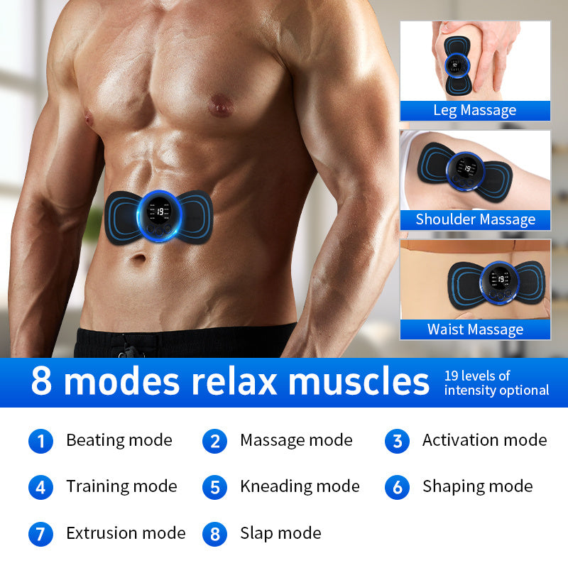 Mini masajeador cervical, masajeador de hombros y cuello, EMS, portátil, pulso inteligente, 8 modos, 19 velocidades