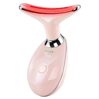 Dispositivo de belleza para cuello y rostro con terapia de fotones LED de colores, reafirmante de la piel, reducción de papada, antiarrugas, masajeador lifting.