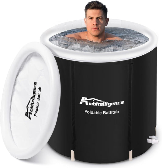Cold plunge, Recovery Ice Tub Foldable Bathtub Outdoor Portable Cold Water Therapy Tub Fitness Rehab Ice Tub For Athletes Long Lasting Insulated Ice Tub, Spa Soaking Bucket