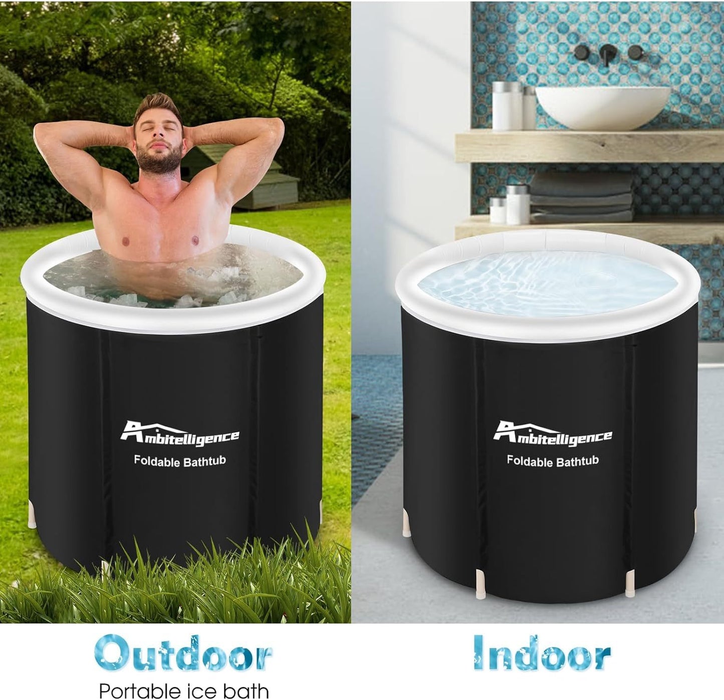 Cold plunge, Recovery Ice Tub Foldable Bathtub Outdoor Portable Cold Water Therapy Tub Fitness Rehab Ice Tub For Athletes Long Lasting Insulated Ice Tub, Spa Soaking Bucket